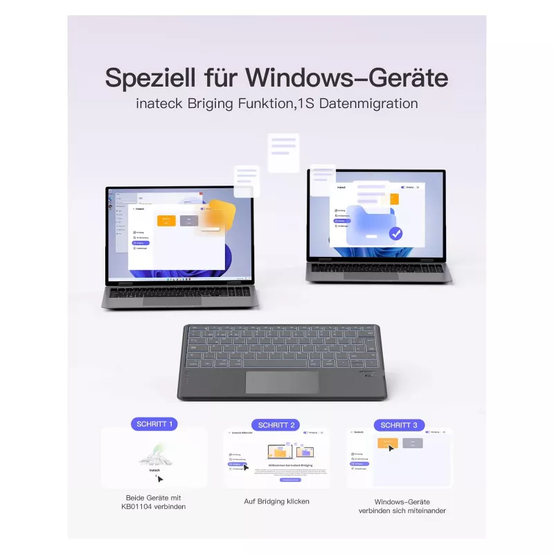 inateck Klaviatūra Surface pelēka, Sureface GO 1-4 Com. QWERTZ