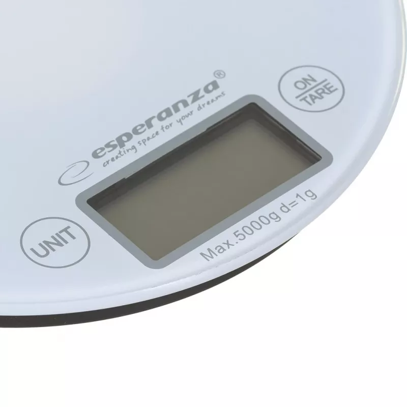 Elektroniskā virtuves svari ESPERANZA EKS003W, 5 kg ietilpība, 1 g precizitāte, rūdīts stikls, skārienvadība