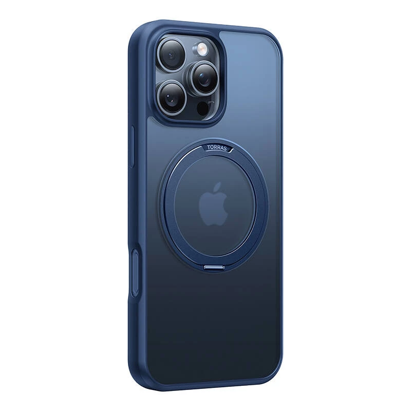 Aizsargājošs tālruņa maciņš Torras Ostand Pro iPhone 16 Pro, zils, plāns dizains