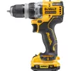 Pistolveida urbis DeWalt DCD703L2T-QW — 12V, 3.0Ah x2, 1500 RPM, 10 mm bezatslēgas patrona, 25.5 N·m, 0.9 kg