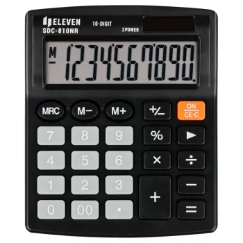 ELEVEN kalkulators birojam SDC-810NR ar 10 ciparu displeju, divējādi darbināms, melns
