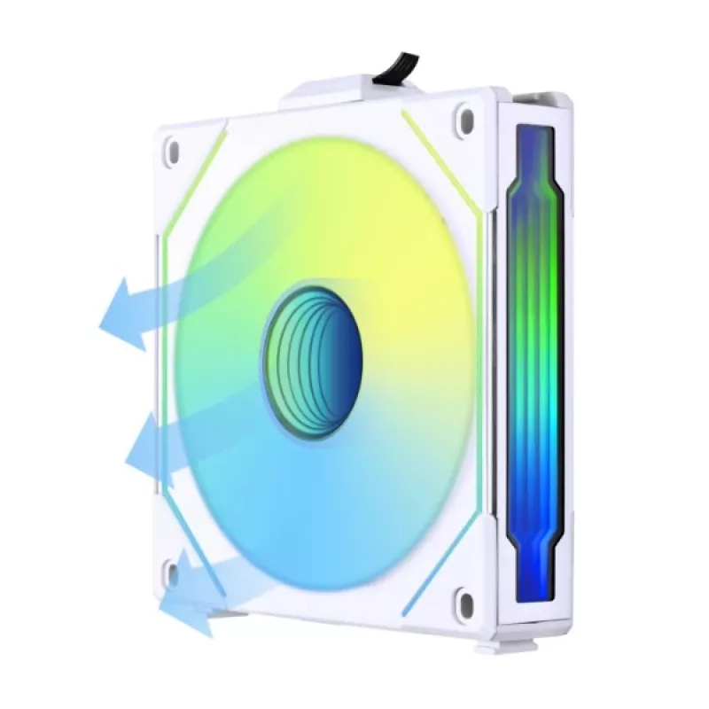 120mm Lian Li UNI FAN SL-INF Wireless ARGB PWM — balts, modulāra magnētiskā ventilatora sistēma