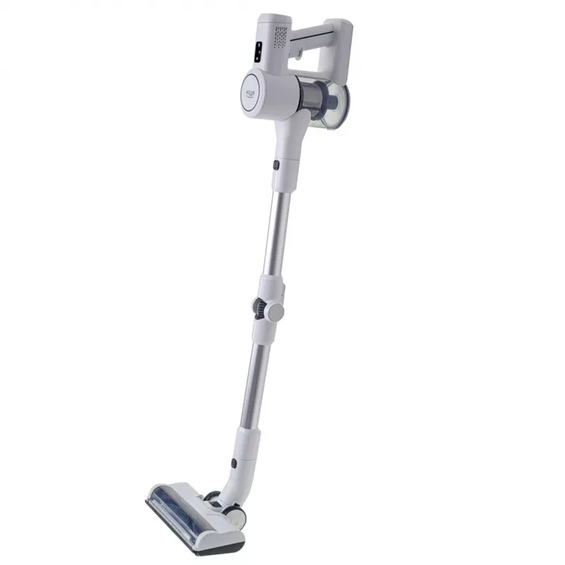 Bezvadu putekļsūcējs Adler AD 7060 — 350 W, 22 V baterija, līdz 35 min darbības laikam, 16000 Pa sūkšanas jauda, bez maisa, balts