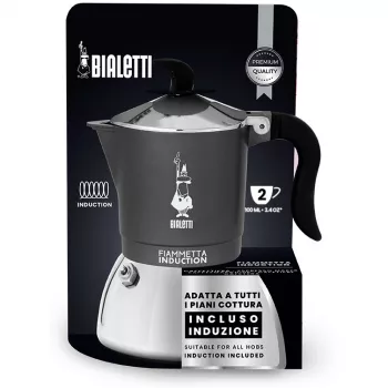 Indukcijas plīts virsmas kafijas automāts BIALETTI FIAMMETTA 2 krūzēm, pelēks