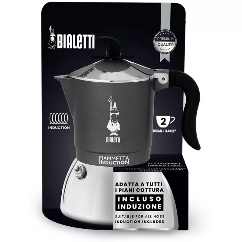 Indukcijas plīts virsmas kafijas automāts BIALETTI FIAMMETTA 2 krūzēm, pelēks