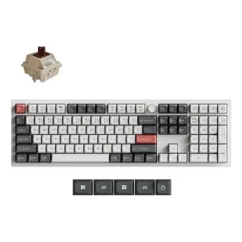 Mehāniskā pilnizmēra tastatūra Keychron Q6 Ultra 8K — USB, RF bezvadu, Bluetooth, RGB, balta