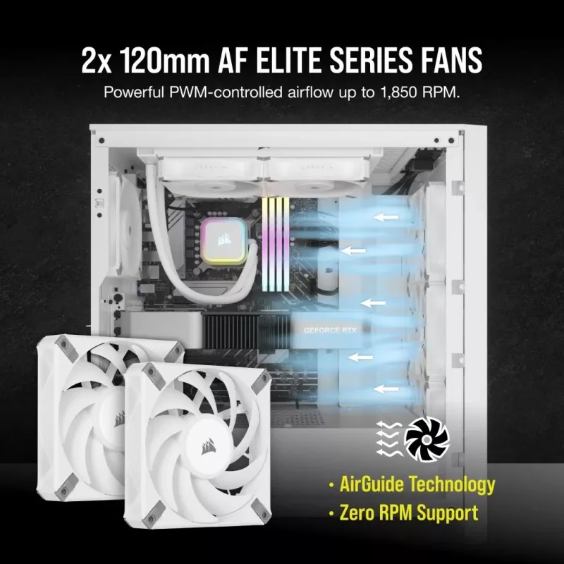 CORSAIR iCUE H100i RGB ELITE procesora šķidruma dzesēšanas sistēma 1 gab. balta 120 mm