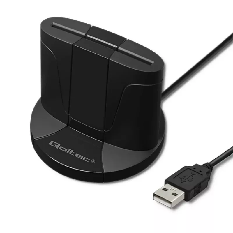 Viedkartes lasītājs Qoltec 50632 USB 2.0 Melns 1 m kabelis