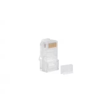 LANBERG RJ-45 vadu savienotājs PLU-6000 Cat6 U/UTP kabeļiem, caurspīdīgs/baltspīdīgs, 100 gab. iepakojumā