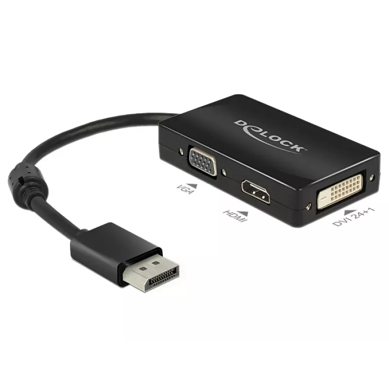 DeLOCK 0.16m DisplayPort/VGA+HDMI+DVI VGA (D-Sub)+ HDMI + DVI Melns