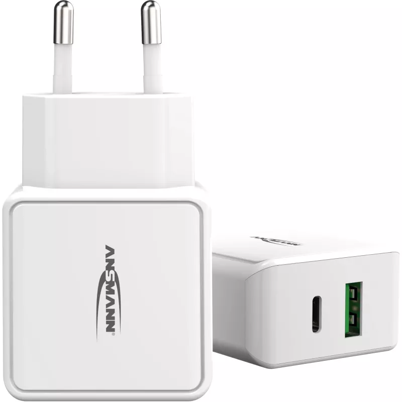 ANSMANN HC218PD - Barošanas avots - 18 W - 3000 mA - PD, QC 3.0 - 2 izejas porti (USB, USB-C) - Balts (1001-0111)