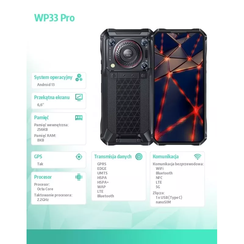Viedtālrunis Oukitel WP33 Pro 5G, 8GB RAM/256GB, DS, 22000 mAh, Pelēks