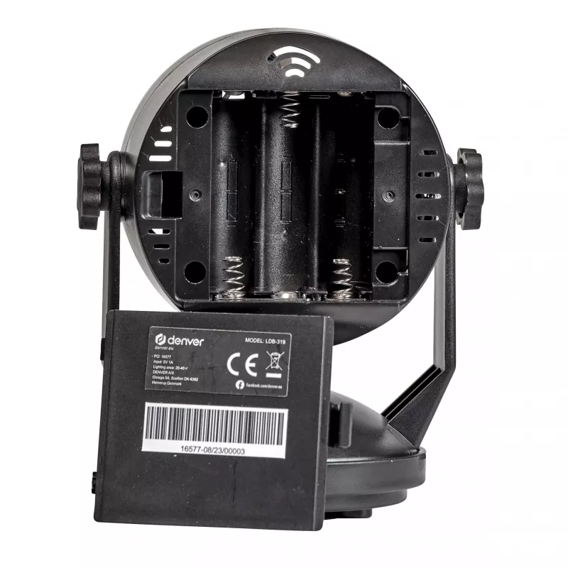 LED disko bumbas gaisma DENVER LDB-319 — kompakta LED ballīšu gaisma, modelis 117220200040