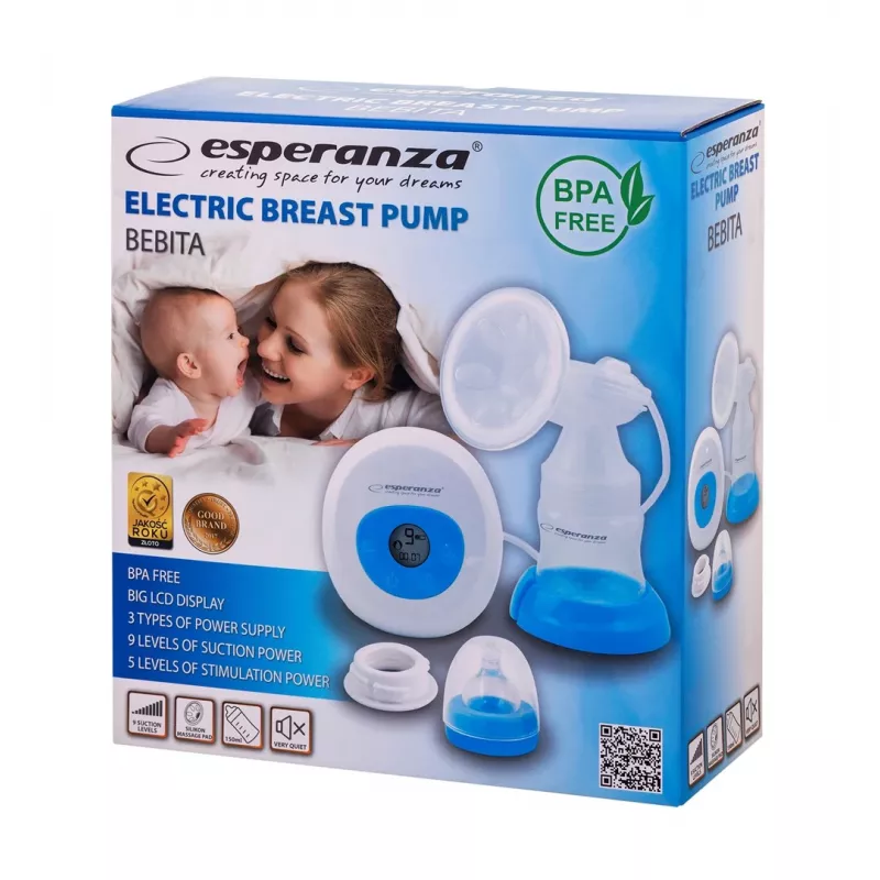 Krūšu sūknis ESPERANZA ECM001B elektronisks, tilpums 1550 ml, maiņstrāva/baterija