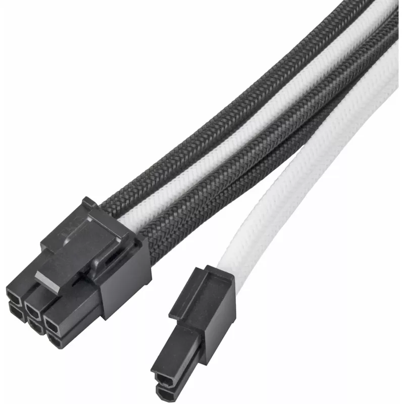 Barošanas pagarinātāja kabelis SILVERSTONE PP07E 8-pin PCIe 30 cm (melns/balt)