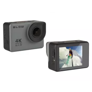 Akcijas kamera BLOW 78-538 — 4K Ultra HD, 2 collu displejs, 170° redzeslauks, Wi‑Fi, attēla stabilizators, microSD līdz 64 GB