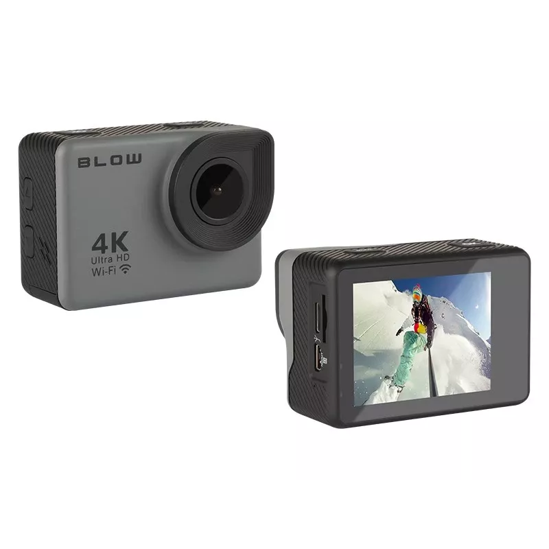 Akcijas kamera BLOW 78-538 — 4K Ultra HD, 2 collu displejs, 170° redzeslauks, Wi‑Fi, attēla stabilizators, microSD līdz 64 GB