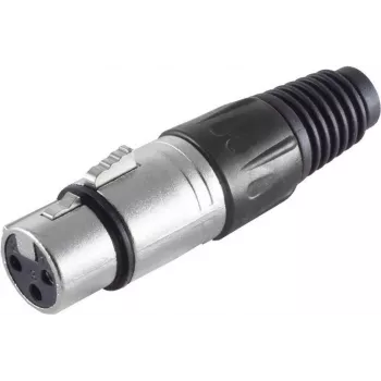 XLR savienotājs ShiverPeaks BS55022-S — 3 kontaktu vīrišķais montāža panelī, melna apdare