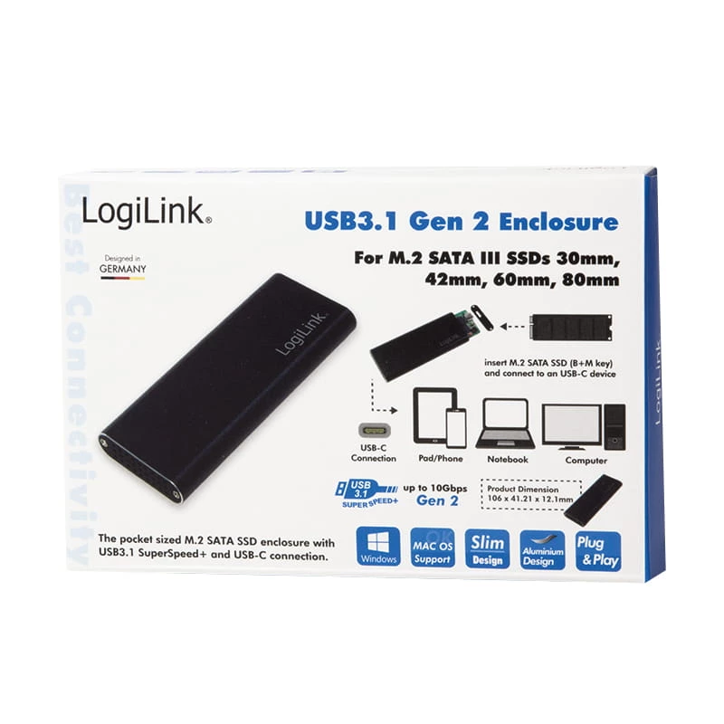 SSD korpuss LogiLink UA0314 Melns M.2