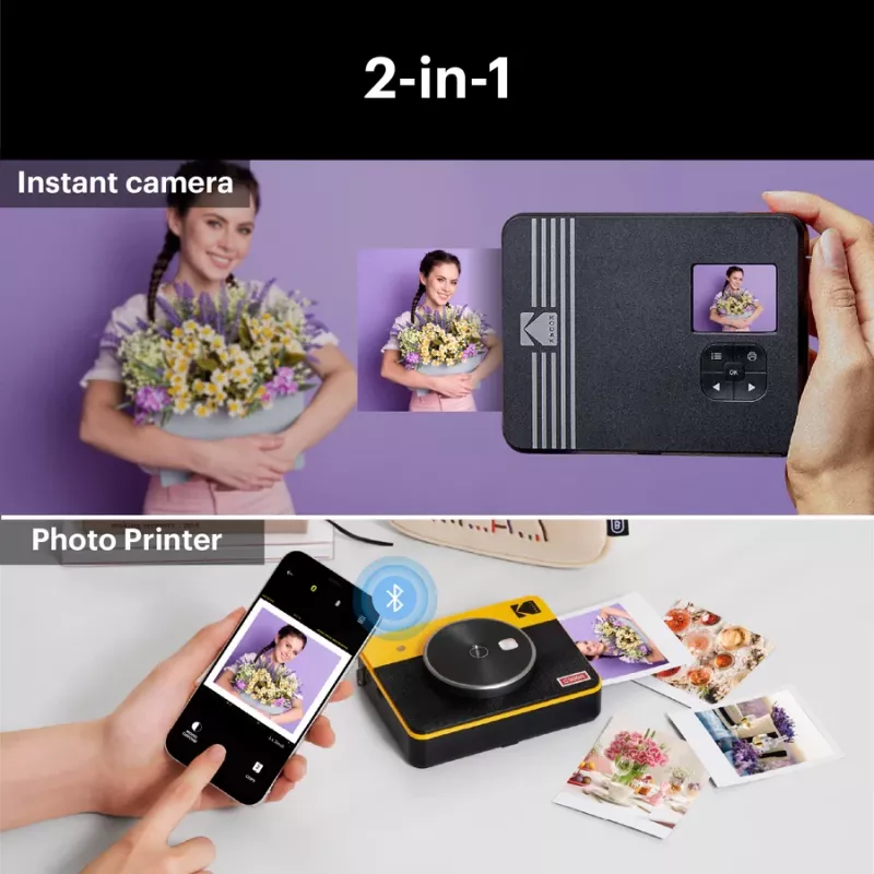 Momentānā kamera Kodak Mini Shot 3 Retro C300R dzeltena — tūlītēja drukāšana, kompakts dizains