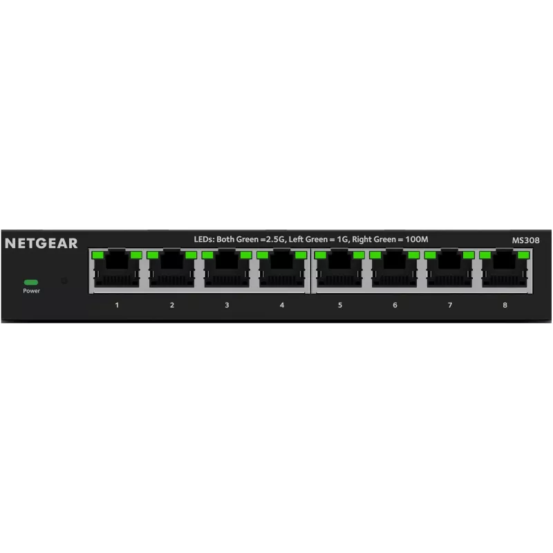 NETGEAR MS308 Nevadāms 2,5G Ethernet (100/1000/2500) Melns