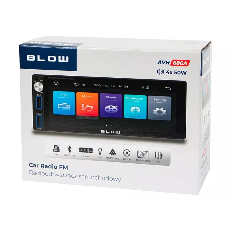 Auto radio AVH-686A 1DIN 7 collas RDS MP3/USB/micro SD/BLUETOOTH