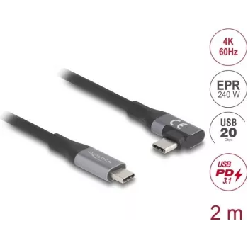 USB kabelis DeLOCK 81132 2m USB C melns 20 Gbit/s