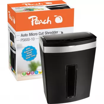 Peach PS600-10 papīra smalcinātājs Mikrogriezuma smalcināšana 63 dB Melns, Sudraba krāsa