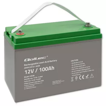 Qoltec 53038 AGM akumulators | 12V | 100Ah | maks. 1200A