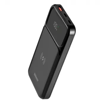 Savio BA-09 power bank Litija polimēra (LiPo) 37 mAh Bezvadu uzlāde Melns