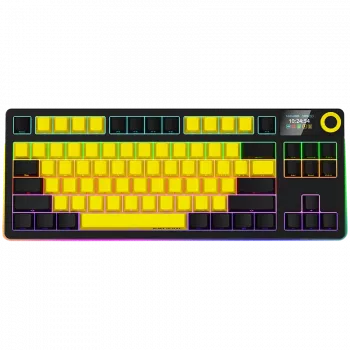 LORGAR KBP70TKLW, bezvadu TKL mehāniskā spēļu tastatūra Pro, melna/dzeltena, EN izkārtojums