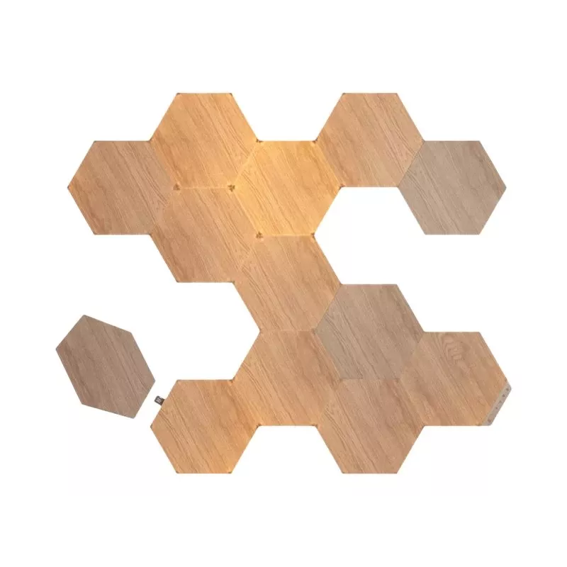 Nanoleaf | Elements Wood Look Hexagons Starter Kit (13 paneļi) | Auksti balta + silti balta