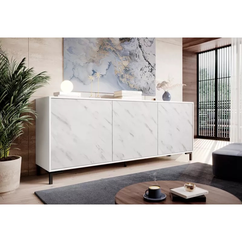 MARMO 3D kumode 200x45x80,5 cm balts matēts/marble balts