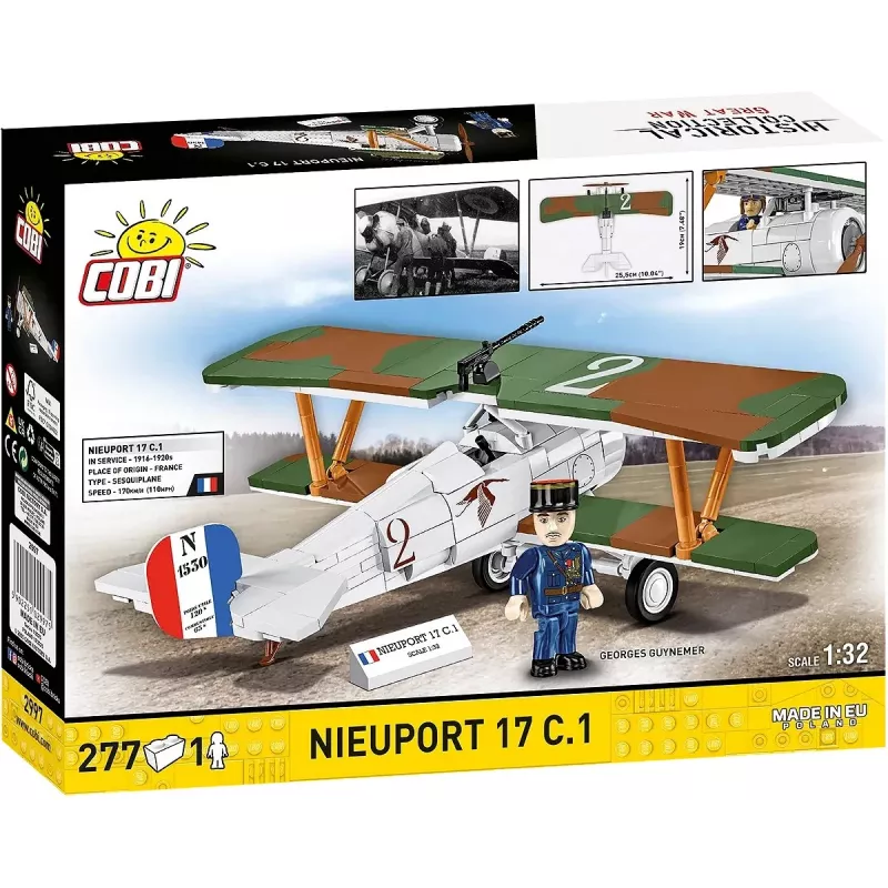 Konstruktors Cobi Blocks Nieuport 17 C.1 277 gab. — Modeļa lidmašīnas komplekts, kolekcionējams klucīšu komplekts
