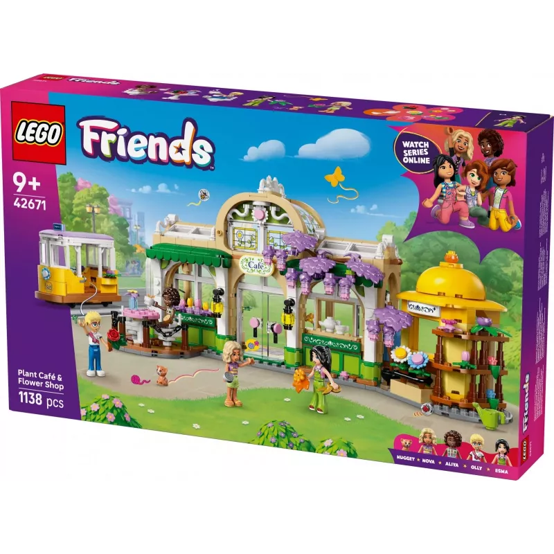 LEGO komplekts LEGO FRIENDS 42671 Augu kafejnīcas un ziedu veikala rotaļu komplekts ar kafejnīcas un ziedu veikala funkcijām