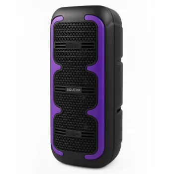 Pārnēsājams stereo skaļrunis SQUEAK SQ1009 — Bluetooth 5.3, 45 W RMS, 10 stundu akumulators, FM, USB, AUX, LED, 1800 mAh, melns