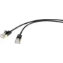 Renkforce RF-4538184 RJ45 tīkla kabelis, komutācijas kabelis CAT 8.1 F/FTP 25.00 cm melns īpaši plāns, ar zeltītiem spraudkontaktiem 1 gab. (RF-4538184)
