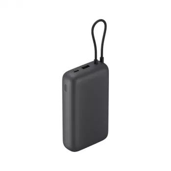 Ārējais akumulators Xiaomi 20000mAh ar iebūvētu kabeli, tumši pelēks, modelis 61828