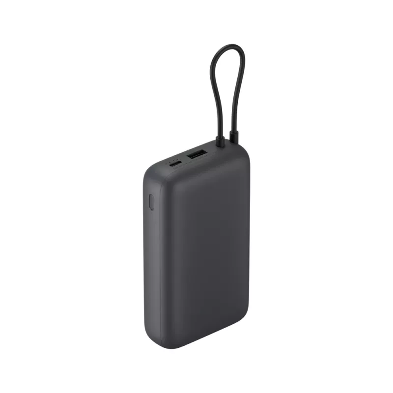 Ārējais akumulators Xiaomi 20000mAh ar iebūvētu kabeli, tumši pelēks, modelis 61828