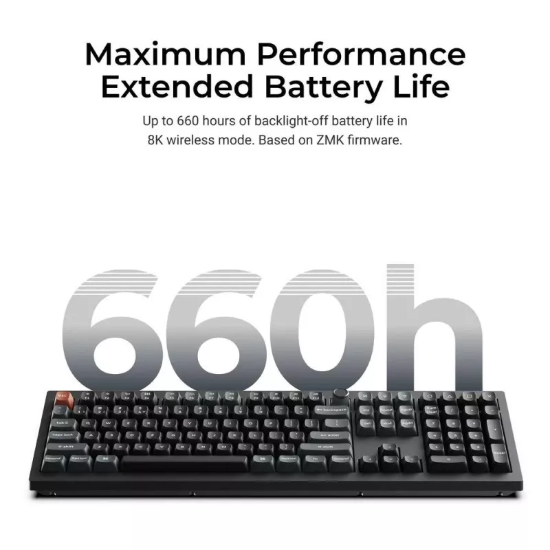 Mehāniskā tastatūra Keychron V6 Ultra 8K — Pilna izmēra 100% QWERTY, Bluetooth, RGB, melna
