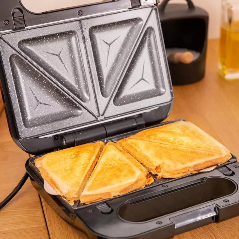 Cecotec Sendviču gatavotājs | Rock’nToast 4in1 | 1000 W | Plākšņu skaits 4 | Melns