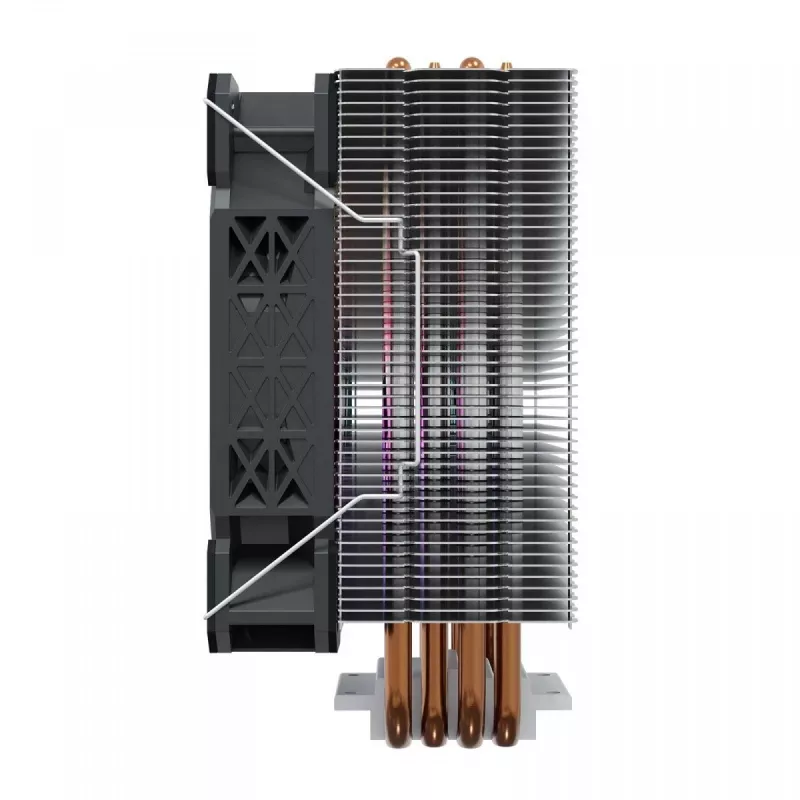 CPU dzesētājs SAVIO SAVGCOVORTEXX2ARGB ar 4 siltuma caurulēm, 120 mm ARGB ventilatoru, melns