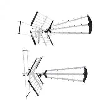 Āra/iekštelpu DVB-T antena LIBOX LB2000 ar 69 dB pastiprinātāju, divu polu polarizācija, 174–790 MHz, alumīnijs/melna