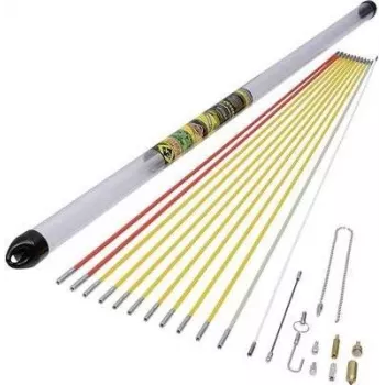 Kabeļu ievilkšanas stieņu komplekts c.k tools MightyRod PRO T5422 12 m — stiklašķiedras stieņu komplekts kabeļu ievadīšanai kanālos un cauruļvados