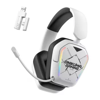 Bezvadu/vadu austiņas Onikuma GT883 baltas — Bluetooth un vadu savienojums, apkārt auss dizains