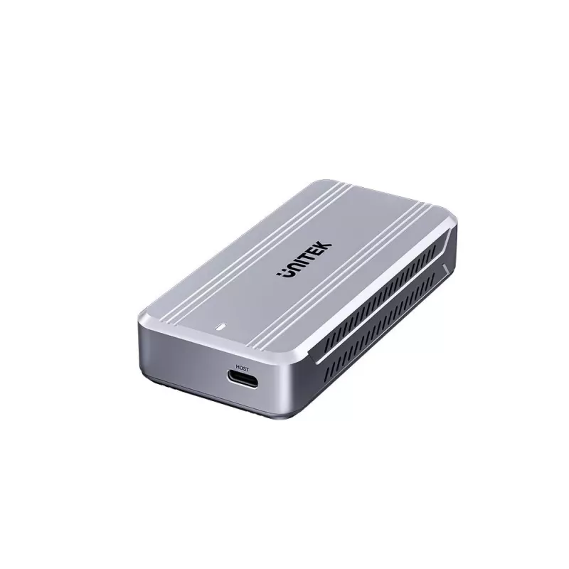 SSD korpuss Unitek S1242AGY01-EU USB4 40Gbps, M.2 NVMe, līdz 8TB, alumīnijs/plastmasa, aktīvā dzesēšana