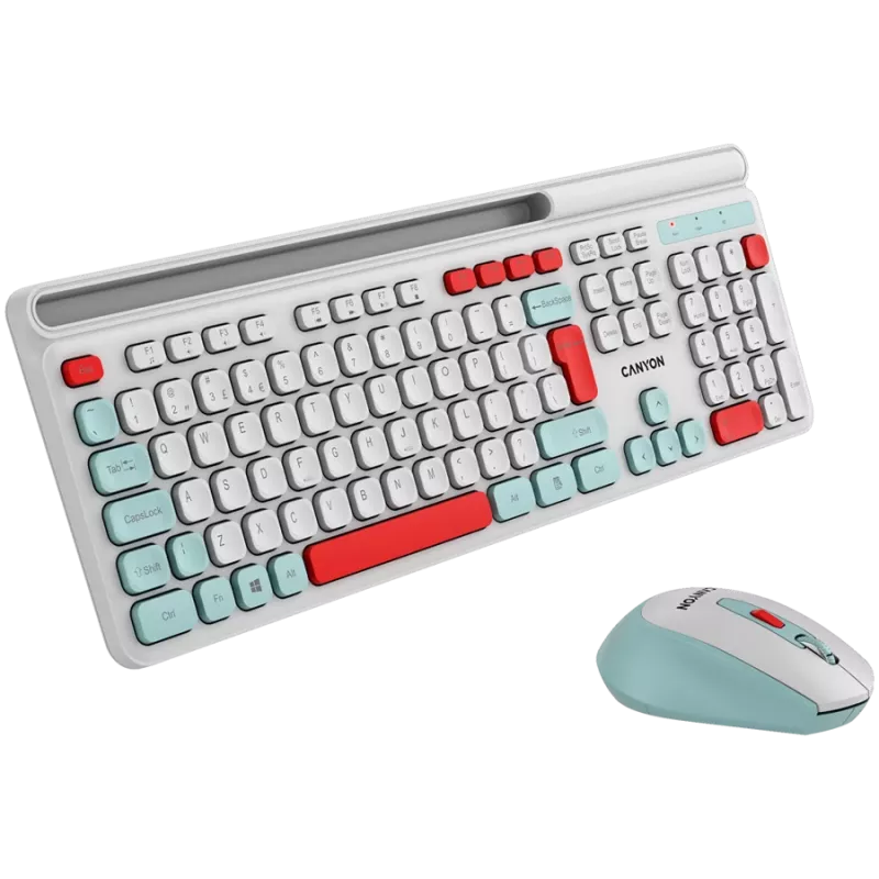 CANYON HSET-W5 EN tastatūra+pele AAA+AA bezvadu balta