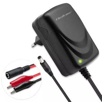 Akumulatora lādētājs QOLTEC modelis 52660 — 6V/12V, 6W lādēšanas bloks