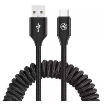 USB uz USB-C datu kabelis Tellur izvelkams 3A 1,8 m melns