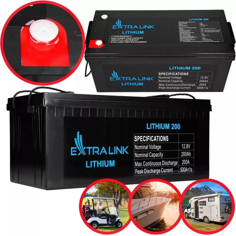 Extralink EX.30479 rūpniecisks uzlādējams litija dzelzs fosfāta (LiFePO4) akumulators, 12,8 V, 200 Ah